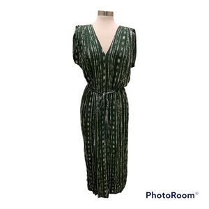 Anthropologie Green and White Dress Sz M